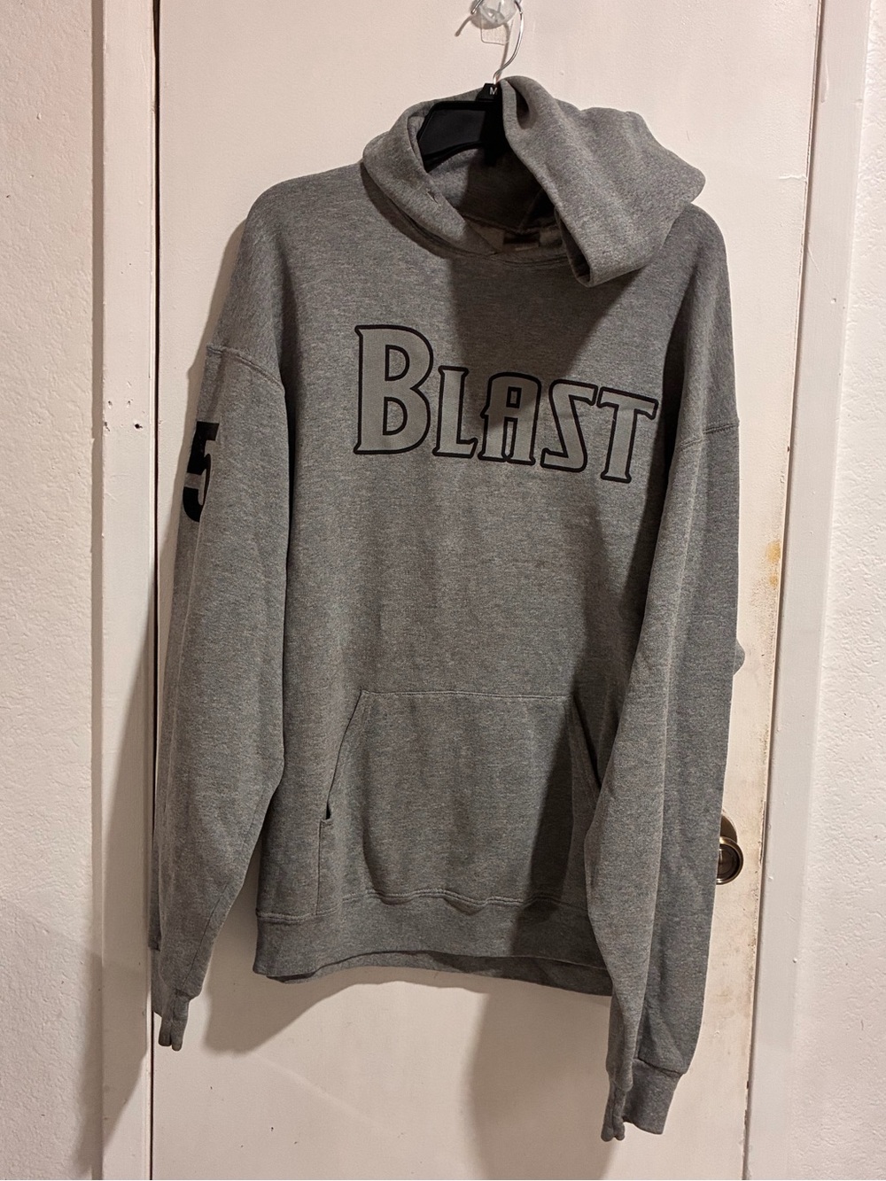 Russell Athletic Gray Crewneck Sweatshirt with 'Blast' Chest Graphic